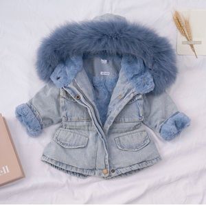 Blue Holly Oversized Denim Fur Hooded Winter Coat Jacket